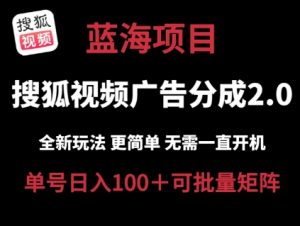 搜狐视频2.0 全新玩法成本更低 操作更简单 无需电脑挂机 云端自动挂机单号日入100+可矩阵【揭秘】-风淘社