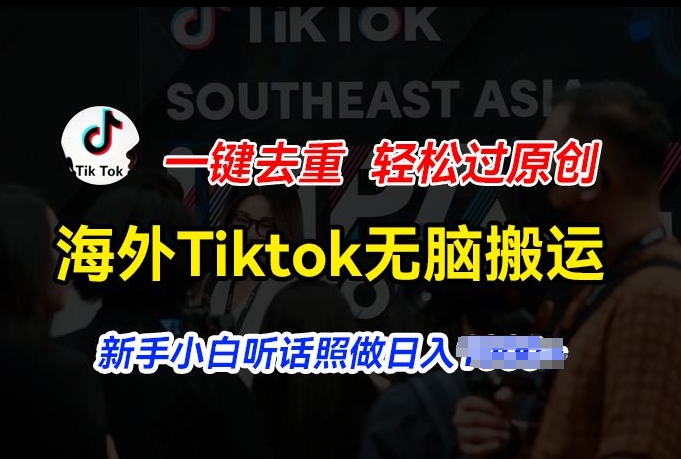 海外Tiktok短视频无脑搬运，一键去重轻松过原创，新手小白听话照做日入几张【揭秘】-风淘社