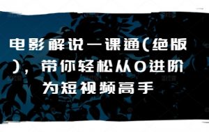 电影解说一课通(绝版)，带你轻松从0进阶为短视频高手-风淘社