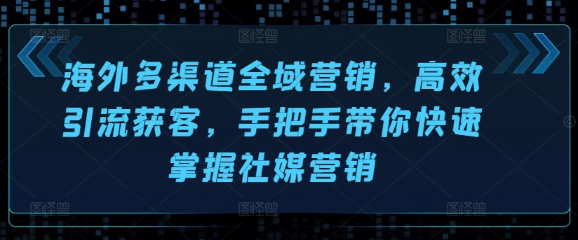 海外多渠道全域营销，高效引流获客，手把手带你快速掌握社媒营销-风淘社
