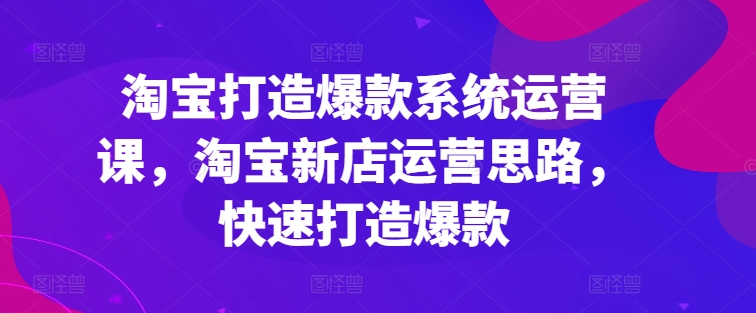 淘宝打造爆款系统运营课,淘宝新店运营思路,快速打造爆款-风淘社