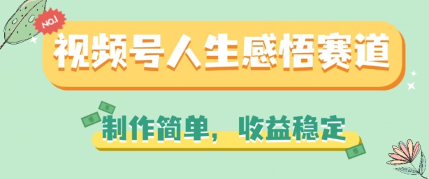 视频号人生感悟赛道,制作简单,收益稳定【揭秘】-风淘社