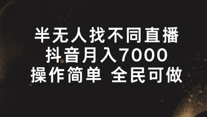 半无人找不同直播,月入7000+,操作简单 全民可做【揭秘】-风淘社
