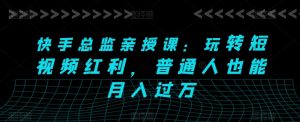 快手总监亲授课:玩转短视频红利,普通人也能月入过万-风淘社