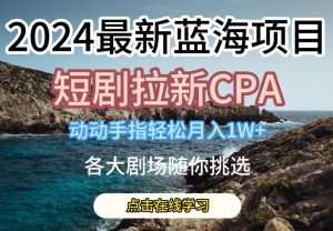2024最新蓝海项日,短剧拉新CPA,动动手指轻松月入1W,全各大剧场随你挑选【揭秘】-风淘社