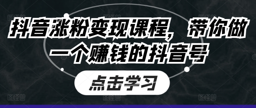 抖音涨粉变现课程,带你做一个赚钱的抖音号-风淘社