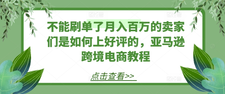 不能刷单了月入百万的卖家们是如何上好评的,亚马逊跨境电商教程-风淘社