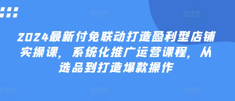 2024最新付免联动打造盈利型店铺实操课，​系统化推广运营课程，从选品到打造爆款操作-风淘社
