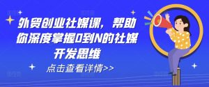 外贸创业社媒课,帮助你深度掌握0到N的社媒开发思维-风淘社