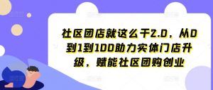 社区团店就这么干2.0,从0到1到100助力实体门店升级,赋能社区团购创业-风淘社