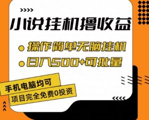 小说全自动挂机撸收益,操作简单,日入500+可批量放大 【揭秘】-风淘社