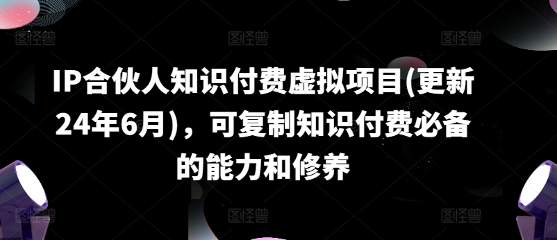 IP合伙人知识付费虚拟项目(更新24年6月),可复制知识付费必备的能力和修养-风淘社