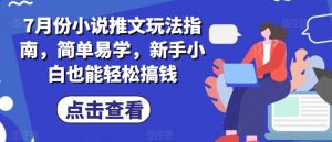 7月份小说推文玩法指南，简单易学，新手小白也能轻松搞钱-风淘社