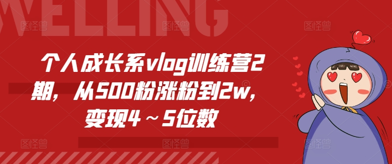 个人成长系vlog训练营2期,从500粉涨粉到2w,变现4~5位数-风淘社