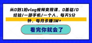 从0到1拍vlog视频变现课,0基础/0经验/一部手机/一个人,每天5分钟,每月多赚1W+-风淘社
