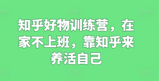 知乎好物训练营，在家不上班，靠知乎来养活自己-风淘社