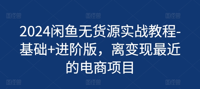 2024闲鱼无货源实战教程-基础+进阶版,离变现最近的电商项目-风淘社