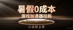 暑假0成本游戏加速器拉新,小白秒上手,无需投资【揭秘】-风淘社