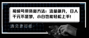 视频号带货新方法：流量飙升，日入千元不是梦，小白也能轻松上手【揭秘】-风淘社