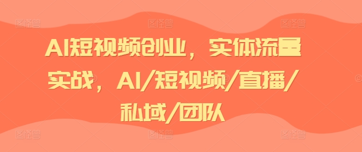 AI短视频创业,实体流量实战,AI/短视频/直播/私域/团队-风淘社