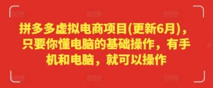 拼多多虚拟电商项目(更新6月),只要你懂电脑的基础操作,有手机和电脑,就可以操作-风淘社