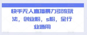 快手无人直播暴力引流玩法，创业粉，s粉，全行业通用-风淘社