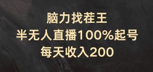 脑力找茬王，半无人直播100%起号，每天收入200+【揭秘】-风淘社
