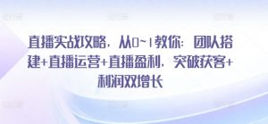 直播实战攻略，​从0~1教你：团队搭建+直播运营+直播盈利，突破获客+利润双增长-风淘社