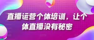 直播运营个体培训，让个体直播没有秘密，起号、货源、单品打爆、投流等玩法-风淘社