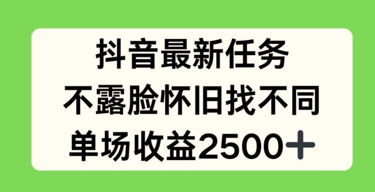 抖音最新任务,不露脸怀旧找不同,单场收益2.5k【揭秘】-风淘社