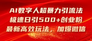 AI数字人超暴力引流法,极速日引500+创业粉,最新高效玩法,加爆微信【揭秘】-风淘社