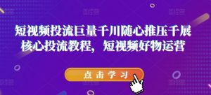 短视频投流巨量千川随心推压千展核心投流教程,短视频好物运营-风淘社