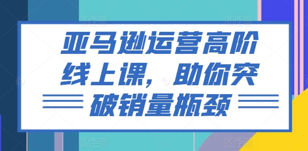 亚马逊运营高阶线上课，助你突破销量瓶颈-风淘社