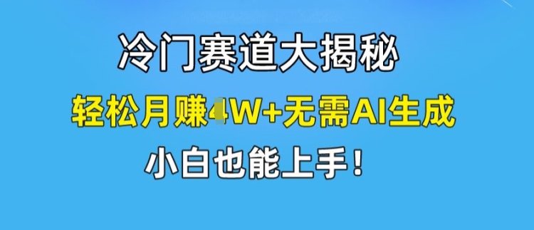 冷门赛道大揭秘,轻松月赚1W+无需AI生成,小白也能上手【揭秘】-风淘社