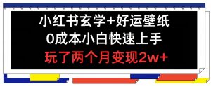 小红书玄学+好运壁纸玩法，0成本小白快速上手，玩了两个月变现2w+ 【揭秘】-风淘社