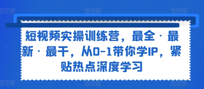 短视频实操训练营,最全·最新·最干,从0-1带你学IP,紧贴热点深度学习-风淘社
