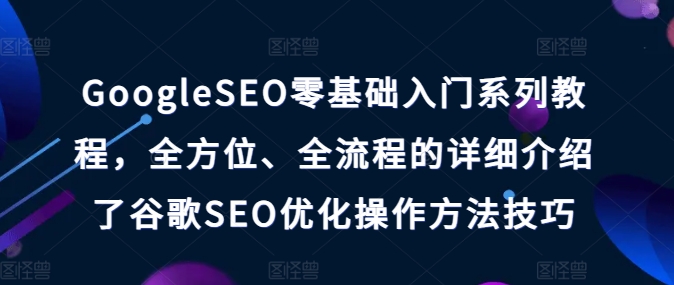 GoogleSEO零基础入门系列教程，全方位、全流程的详细介绍了谷歌SEO优化操作方法技巧-风淘社