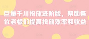 巨量千川投放进阶版,帮助各位老板们提高投放效率和收益-风淘社