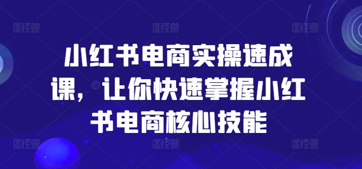 小红书电商实操速成课,让你快速掌握小红书电商核心技能-风淘社