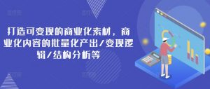 打造可变现的商业化素材,商业化内容的批量化产出/变现逻辑/结构分析等-风淘社