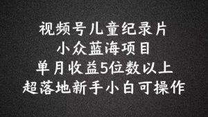 2024蓝海项目视频号儿童纪录片科普，单月收益5位数以上，新手小白可操作【揭秘】-风淘社