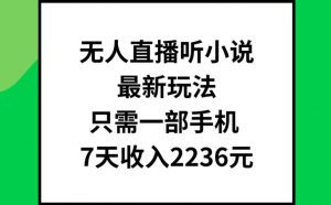无人直播听小说最新玩法,只需一部手机,7天收入2236元【揭秘】-风淘社