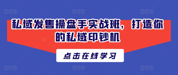 私域发售操盘手实战班,打造你的私域印钞机-风淘社
