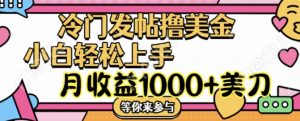 冷门发帖撸美金项目,月收益1000+美金,简单无脑,干就完了【揭秘】-风淘社