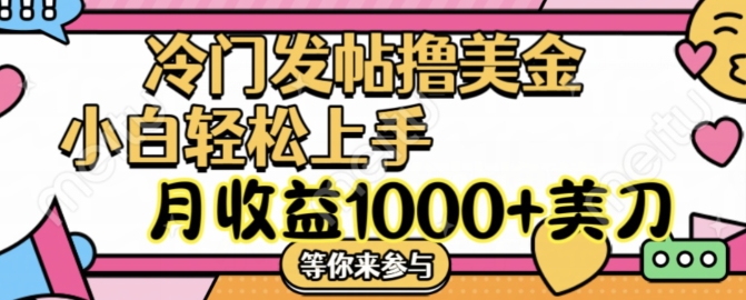 冷门发帖撸美金项目,月收益1000+美金,简单无脑,干就完了【揭秘】-风淘社