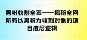 男粉收割全案——揭秘全网所有以男粉为收割对象的项目底层逻辑-风淘社