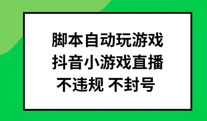 脚本自动玩游戏,抖音小游戏直播,不违规不封号可批量做【揭秘】-风淘社
