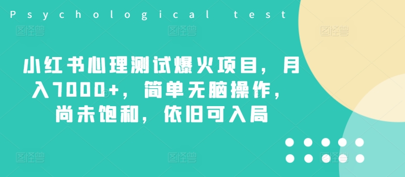小红书心理测试爆火项目,月入7000+,简单无脑操作,尚未饱和,依旧可入局-风淘社