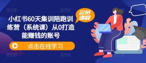 小红书60天集训陪跑训练营(系统课)从0打造能赚钱的账号-风淘社