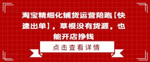 淘宝精细化铺货运营陪跑【快速出单】,草根没有货源,也能开店挣钱-风淘社
